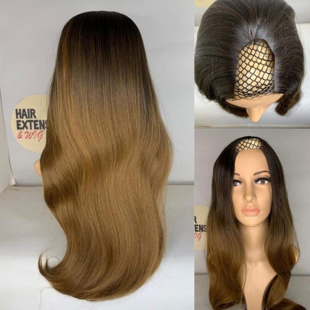 Wavy 230gm "28 inch" black × brown (ht15) U_Part_Wig product-image