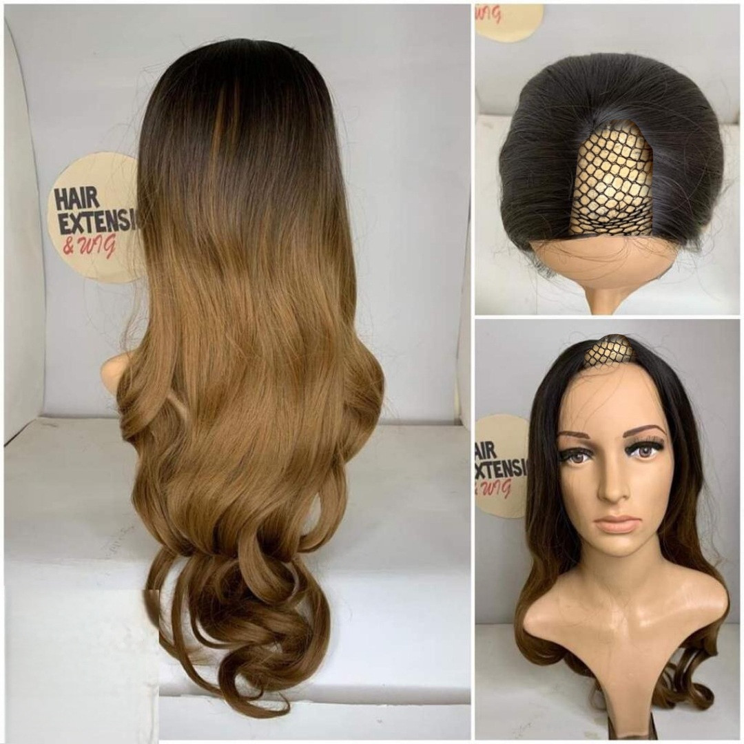 Wavy 230gm "28 inch" black × brown (ht15) U_Part_Wig product-image