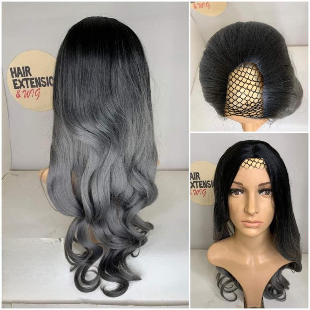 Wavy 230gram "28" mixed black & gray (sht36) U_Part_Wig product-image