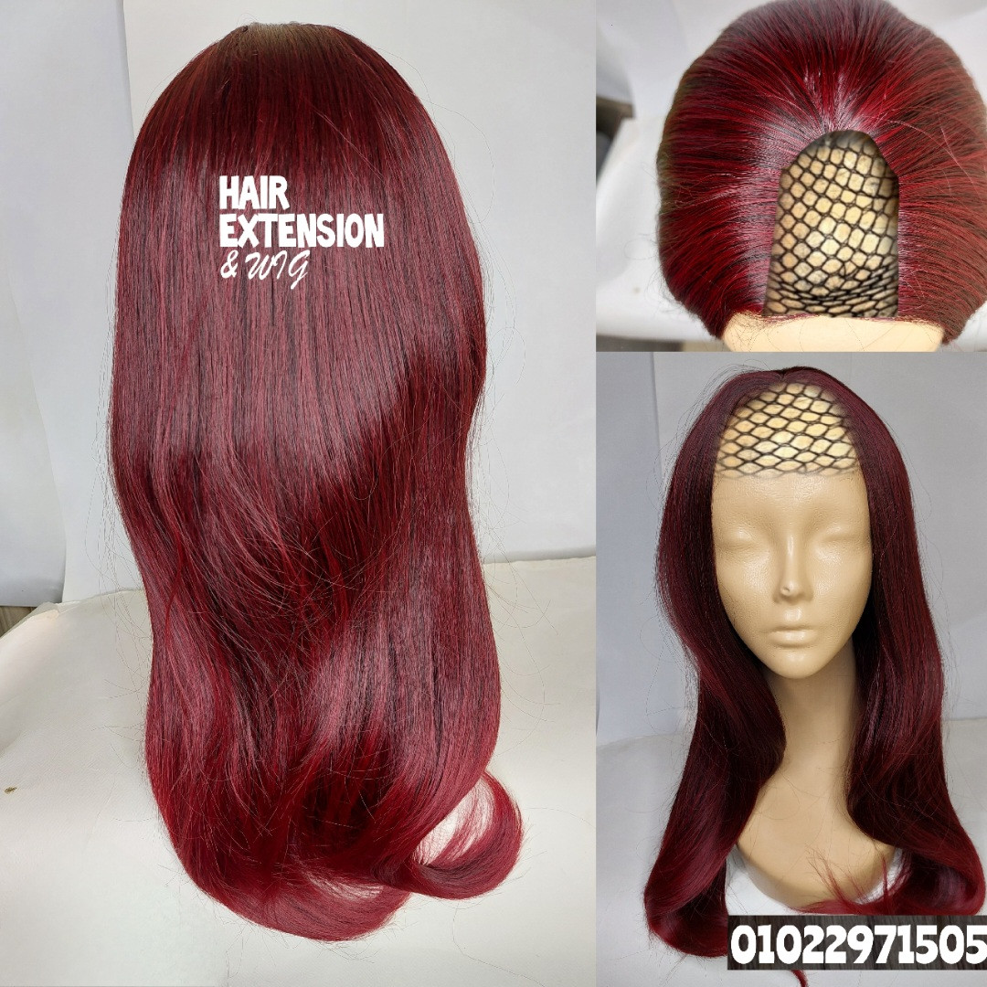 Straight light wavy "28 inch " 230gm Fiery red (sht99) U Part Wig product-image