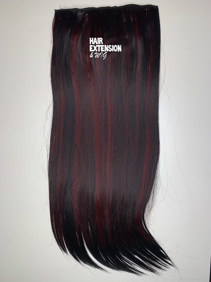 Straight 170gm "28 inch" black with burgundy highlights (1h35) HAIR EXTENSIONS product-image