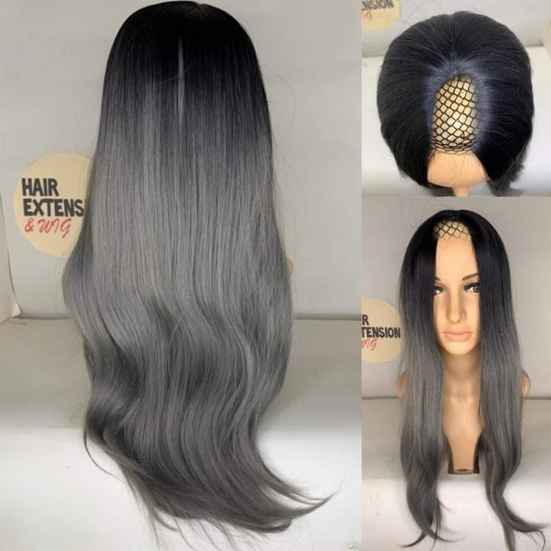 Straight 230gram "28 inch" mixed black & gray (sht36) U_Part_Wig product-image